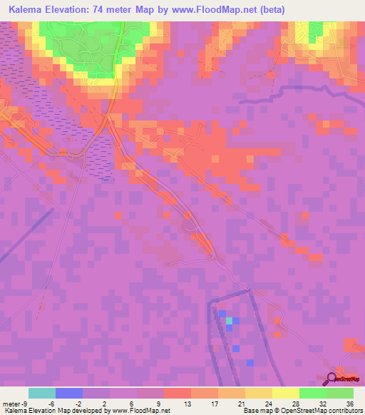 Kalema,Guinea Elevation Map