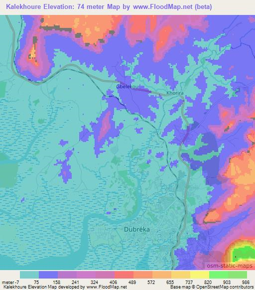 Kalekhoure,Guinea Elevation Map