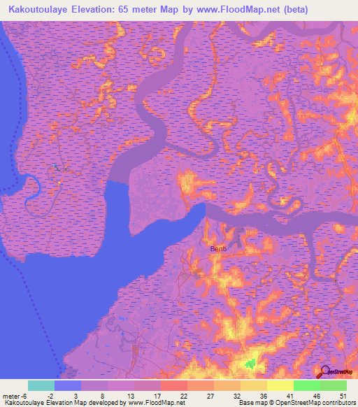 Kakoutoulaye,Guinea Elevation Map