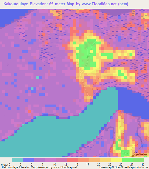 Kakoutoulaye,Guinea Elevation Map