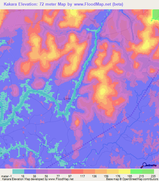 Kakara,Guinea Elevation Map