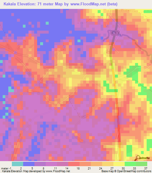 Kakala,Guinea Elevation Map