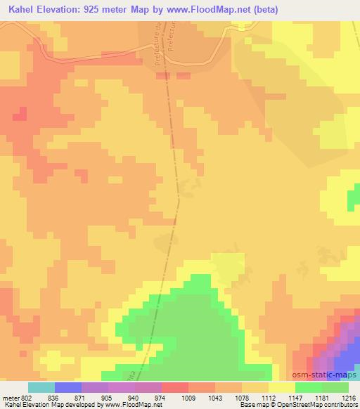 Kahel,Guinea Elevation Map