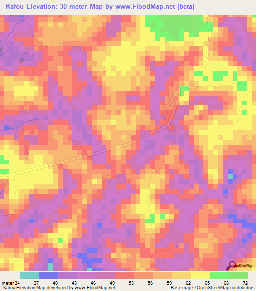 Kafou,Guinea Elevation Map