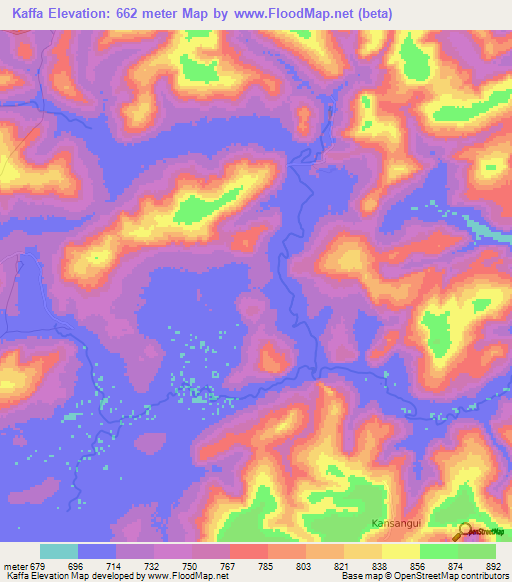 Kaffa,Guinea Elevation Map