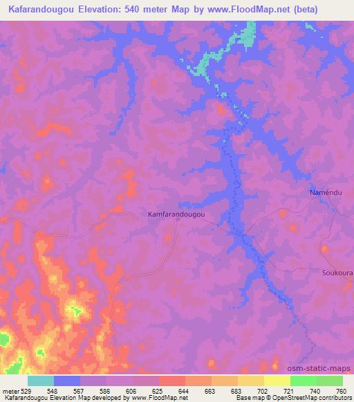 Kafarandougou,Guinea Elevation Map