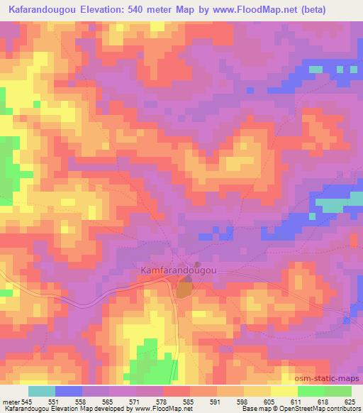 Kafarandougou,Guinea Elevation Map