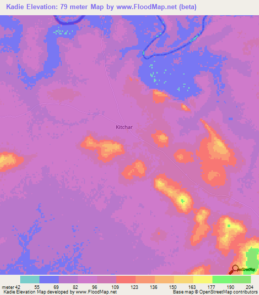 Kadie,Guinea Elevation Map