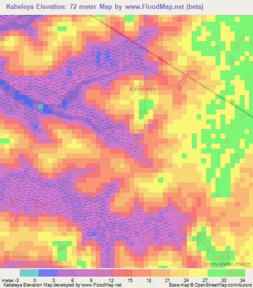 Kabeleya,Guinea Elevation Map