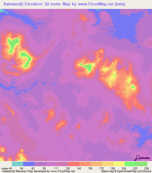 Kabatandji,Guinea Elevation Map