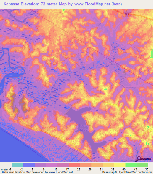 Kabassa,Guinea Elevation Map