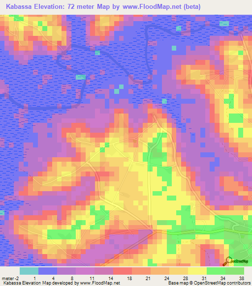 Kabassa,Guinea Elevation Map