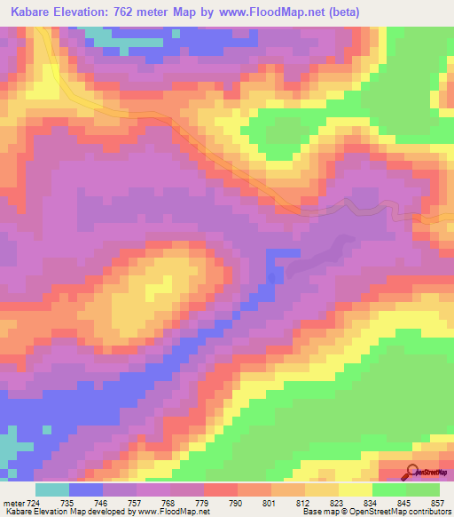 Kabare,Guinea Elevation Map