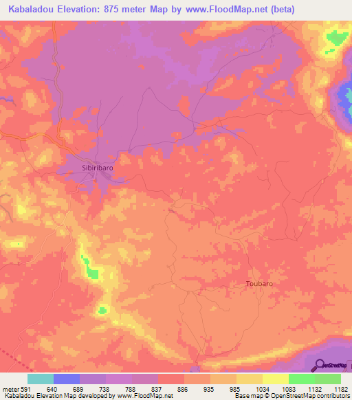 Kabaladou,Guinea Elevation Map