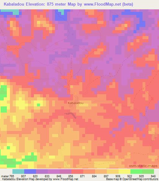 Kabaladou,Guinea Elevation Map