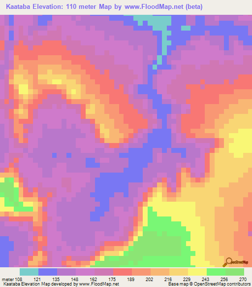 Kaataba,Guinea Elevation Map