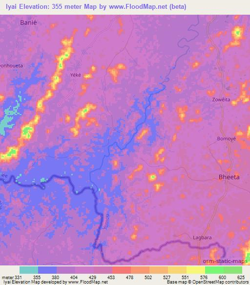 Iyai,Guinea Elevation Map