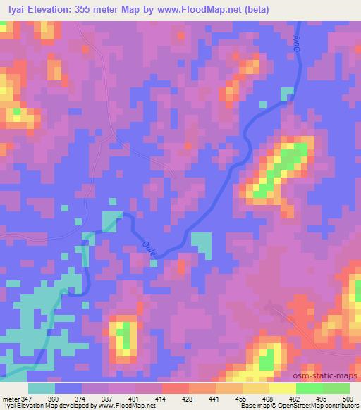 Iyai,Guinea Elevation Map