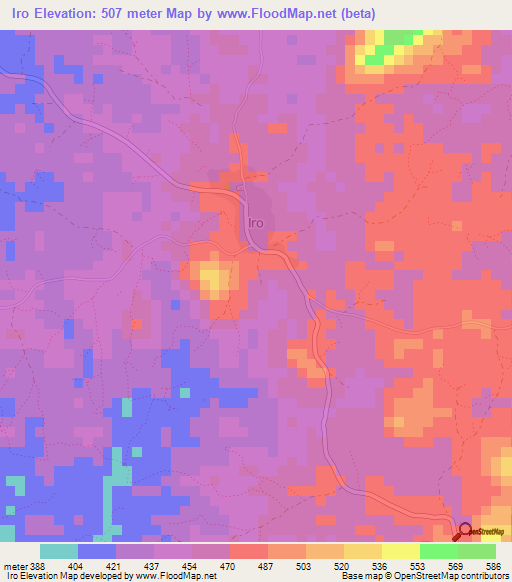 Iro,Guinea Elevation Map