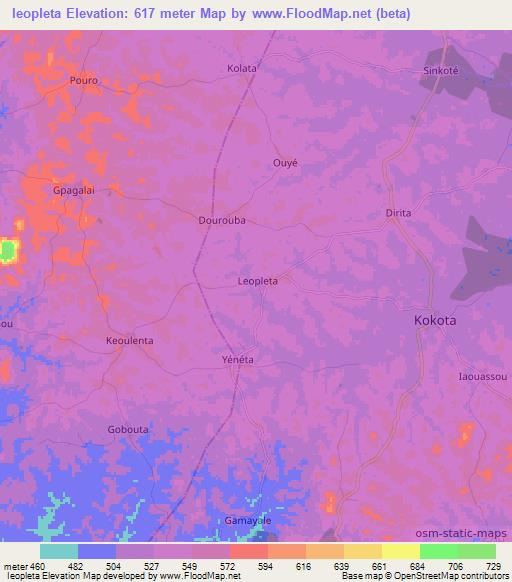 Ieopleta,Guinea Elevation Map