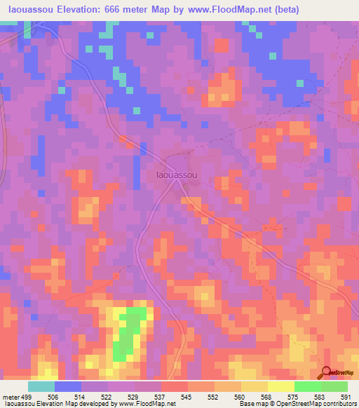 Iaouassou,Guinea Elevation Map