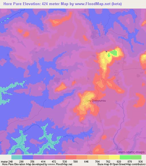 Hore Pare,Guinea Elevation Map