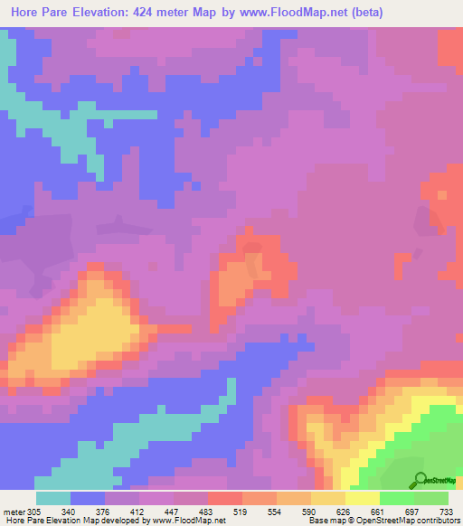 Hore Pare,Guinea Elevation Map