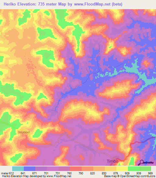 Heriko,Guinea Elevation Map