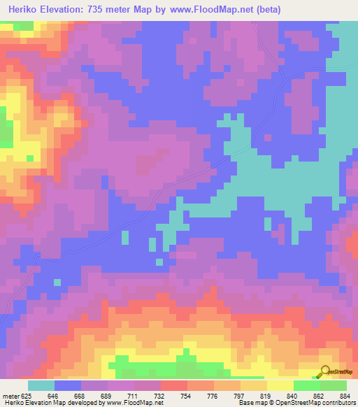 Heriko,Guinea Elevation Map