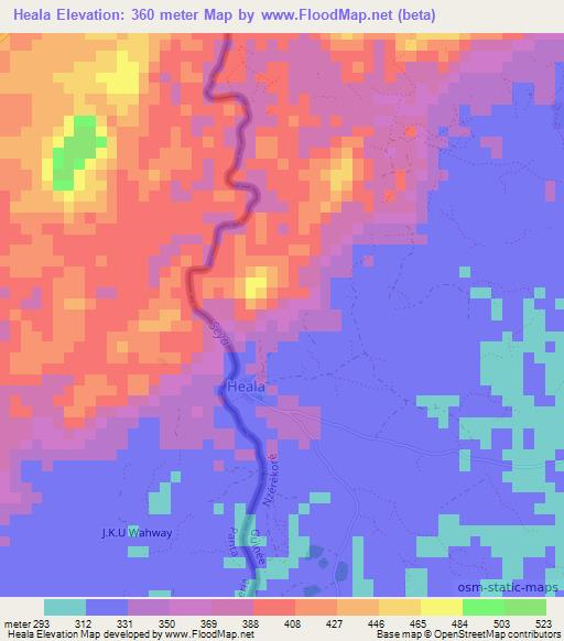 Heala,Guinea Elevation Map