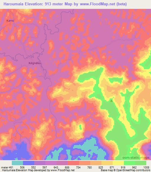 Haroumaia,Guinea Elevation Map