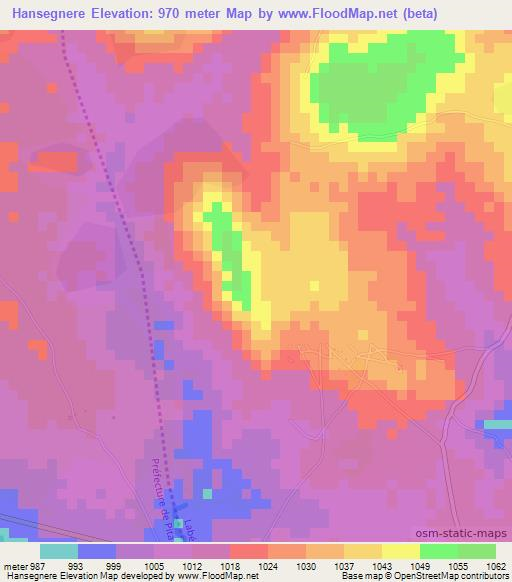 Hansegnere,Guinea Elevation Map