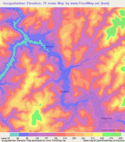 Guoguelanban,Guinea Elevation Map