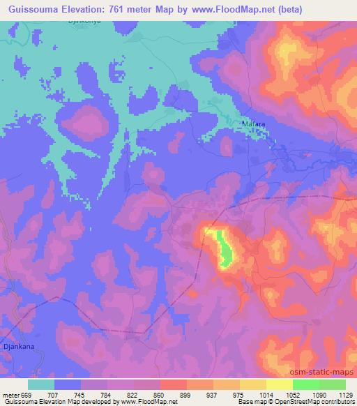 Guissouma,Guinea Elevation Map