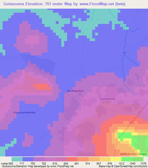 Guissouma,Guinea Elevation Map