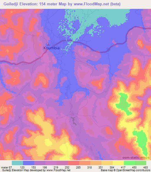 Guiledji,Guinea Elevation Map