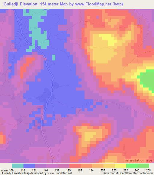 Guiledji,Guinea Elevation Map