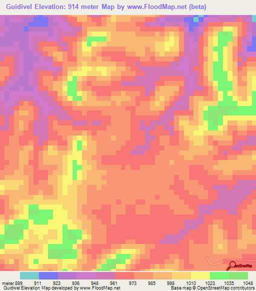 Guidivel,Guinea Elevation Map