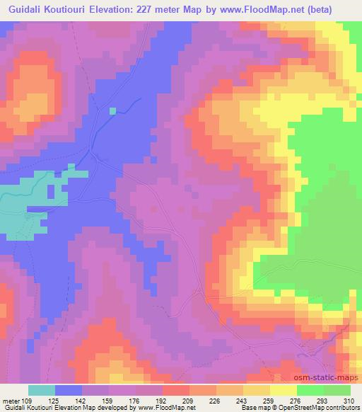 Guidali Koutiouri,Guinea Elevation Map