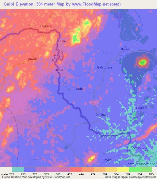 Guibi,Guinea Elevation Map