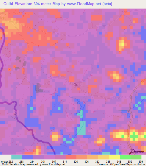 Guibi,Guinea Elevation Map