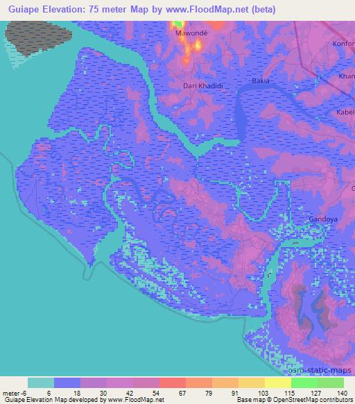 Guiape,Guinea Elevation Map