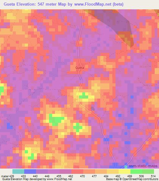 Gueta,Guinea Elevation Map