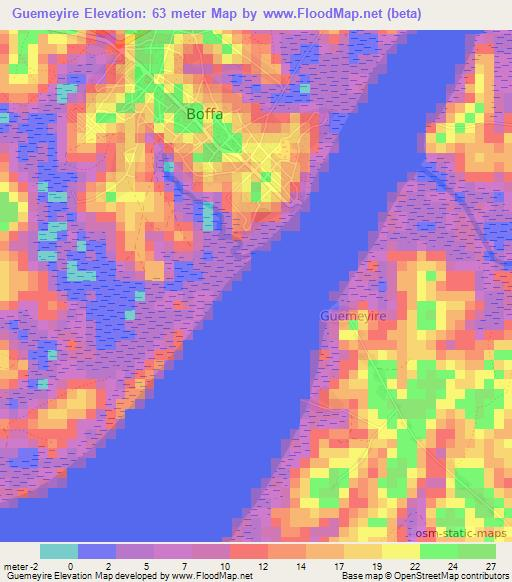 Guemeyire,Guinea Elevation Map