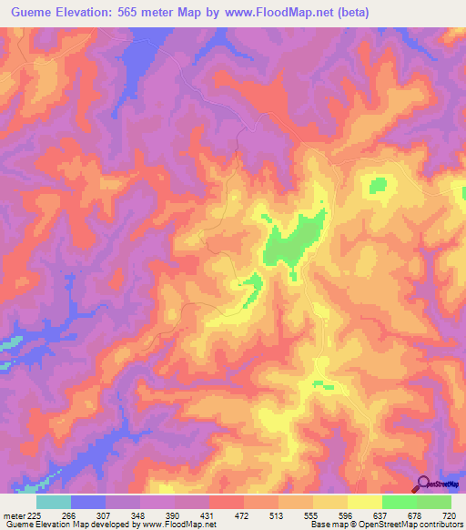 Gueme,Guinea Elevation Map