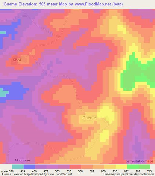 Gueme,Guinea Elevation Map