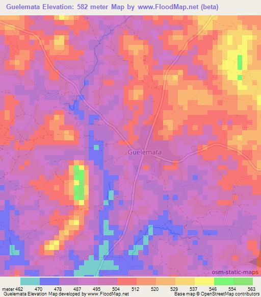 Guelemata,Guinea Elevation Map