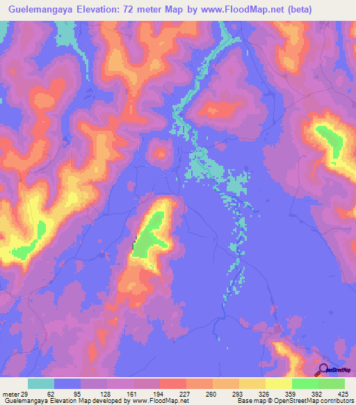 Guelemangaya,Guinea Elevation Map