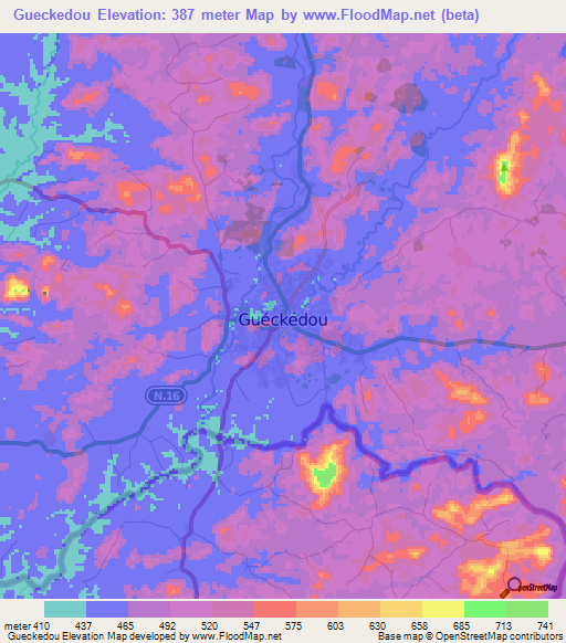 Gueckedou,Guinea Elevation Map