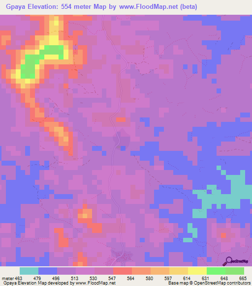 Gpaya,Guinea Elevation Map